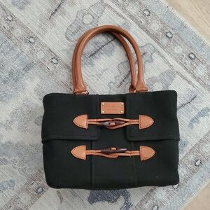 Kate Spade Whistler Vintage Black Wool And Leather Toggle Tote bag